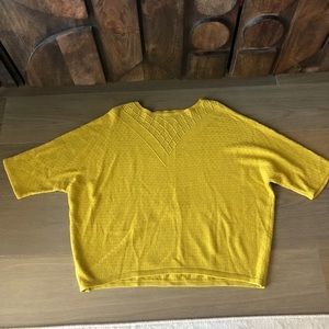 NEW short sleeve knit scoop neck mustard yellow sweater casual cute lounge